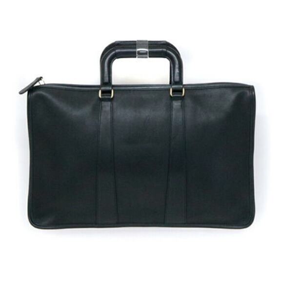 Vintage Coach Black Leather Laptop/Portfolio Top Handle Briefcase 947-9532